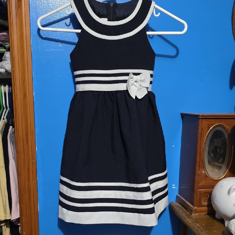 Bonnie Jean Navy and White Formal Dress